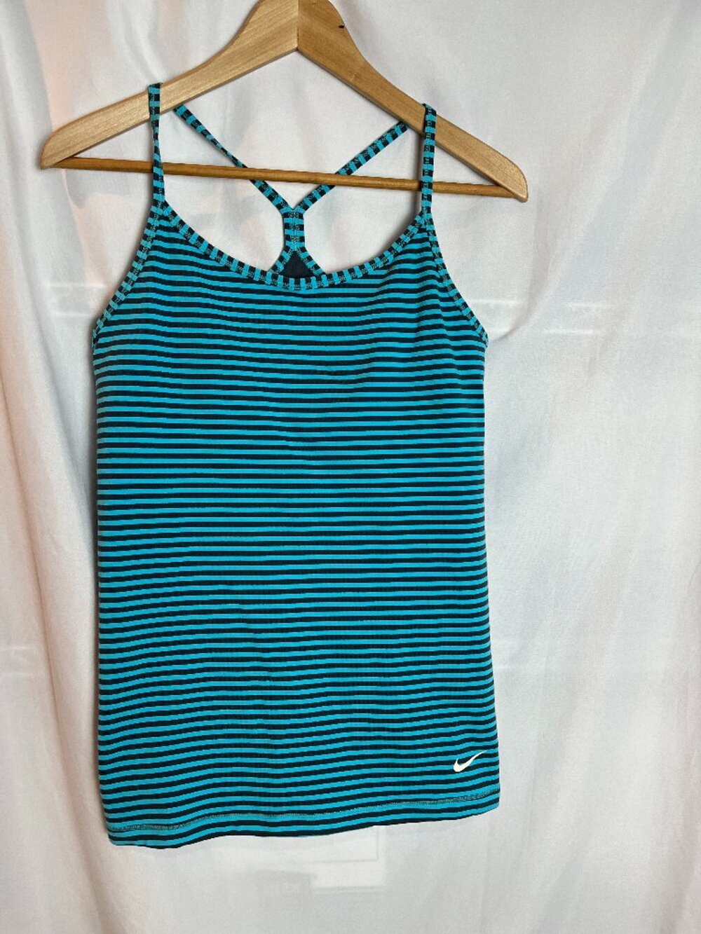 Women's turquoise/grey Nike Dri Fit Tank with shelf Bra, Size M